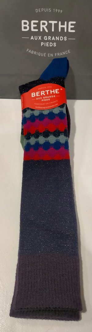 Mi-bas Berthe aux grands pieds laine motif Ondulations colorées